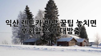 익산 렌트카 반납 꿀팁⏰ 놓치면 후회할 정보 대방출!